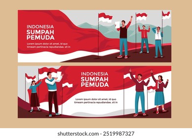 Selamat Hari Sumpah pemuda Banner Design - Desenho de Banner. Tradução: Feliz Compromisso Jovem Indonésio