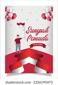 Selamat Hari Sumpah pemuda. Translation: Happy Indonesian Youth Pledge. Suitable for greeting card, poster and banner. Vector illustration