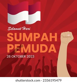 Selamat Hari Sumpah pemuda. Translation: Happy Indonesian Youth Pledge. Suitable for greeting card, poster and banner. Vector illustration