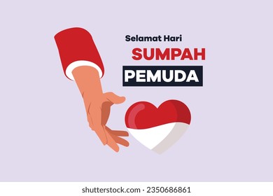 Selamat Hari Sumpah Pemuda. Translation: Happy Indonesian Youth Pledge. Colored flat vector illustration isolated. 