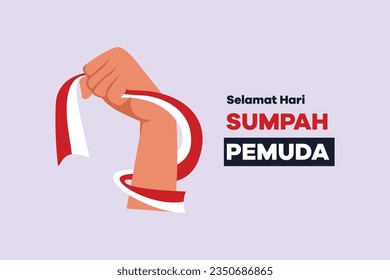 Selamat Hari Sumpah Pemuda. Translation: Happy Indonesian Youth Pledge. Colored flat vector illustration isolated. 