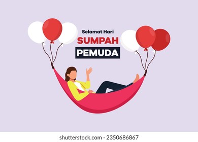 Selamat Hari Sumpah Pemuda. Translation: Happy Indonesian Youth Pledge. Colored flat vector illustration isolated. 