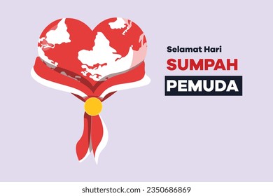 Selamat Hari Sumpah Pemuda. Translation: Happy Indonesian Youth Pledge. Colored flat vector illustration isolated. 