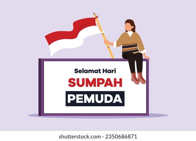 Selamat Hari Sumpah Pemuda. Translation: Happy Indonesian Youth Pledge. Colored flat vector illustration isolated. 