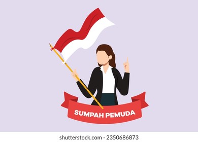 Selamat Hari Sumpah Pemuda. Translation: Happy Indonesian Youth Pledge. Colored flat vector illustration isolated. 