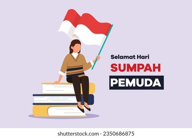 Selamat Hari Sumpah Pemuda. Translation: Happy Indonesian Youth Pledge. Colored flat vector illustration isolated. 