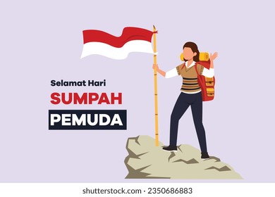 Selamat Hari Sumpah Pemuda. Translation: Happy Indonesian Youth Pledge. Colored flat vector illustration isolated. 