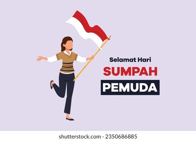 Selamat Hari Sumpah Pemuda. Translation: Happy Indonesian Youth Pledge. Colored flat vector illustration isolated. 