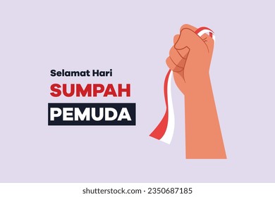 Selamat Hari Sumpah Pemuda. Translation Happy Indonesian Youth Pledge. Colored flat vector illustration isolated. 