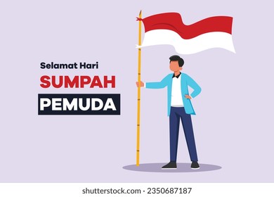 Selamat Hari Sumpah Pemuda. Translation Happy Indonesian Youth Pledge. Colored flat vector illustration isolated. 