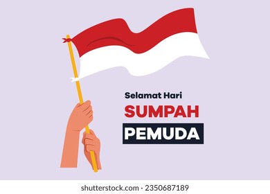 Selamat Hari Sumpah Pemuda. Traducción Feliz compromiso juvenil indonesio. Ilustración vectorial plana de color aislada. 