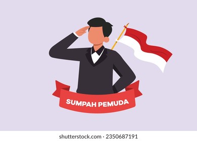 Selamat Hari Sumpah Pemuda. Translation Happy Indonesian Youth Pledge. Colored flat vector illustration isolated. 