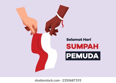 Selamat Hari Sumpah Pemuda. Translation Happy Indonesian Youth Pledge. Colored flat vector illustration isolated. 