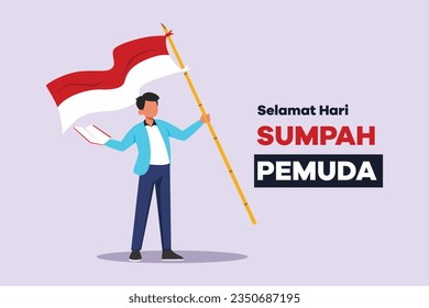 Selamat Hari Sumpah Pemuda. Translation Happy Indonesian Youth Pledge. Colored flat vector illustration isolated. 