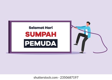 Selamat Hari Sumpah Pemuda. Translation Happy Indonesian Youth Pledge. Colored flat vector illustration isolated. 