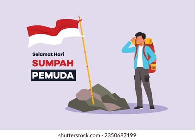 Selamat Hari Sumpah Pemuda. Translation Happy Indonesian Youth Pledge. Colored flat vector illustration isolated. 