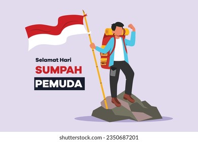 Selamat Hari Sumpah Pemuda. Translation Happy Indonesian Youth Pledge. Colored flat vector illustration isolated. 