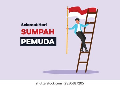 Selamat Hari Sumpah Pemuda. Translation Happy Indonesian Youth Pledge. Colored flat vector illustration isolated. 