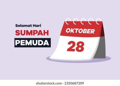 Selamat Hari Sumpah Pemuda. Translation Happy Indonesian Youth Pledge. Colored flat vector illustration isolated. 