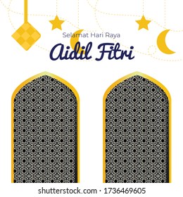 Selamat Idul Fitri, Aidil Fitri English Transalation Happy Eid. a celebration after one month of Ramadan fasting for Muslims around the world