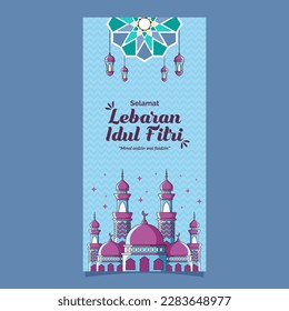 Selamat lebaran idul fitri significa feliz tarjeta de bienvenida eid al fitr diseño de fondo islámico