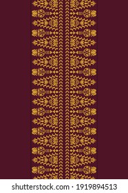 Selangor, Malaysia - 19-2-2021 : Songket Pattern Vector Stock Malaysian Traditional With Flower Motive