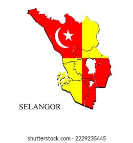 Ilustración vectorial del mapa de Selangor. Ciudad de Malasia. Estado de Malasia