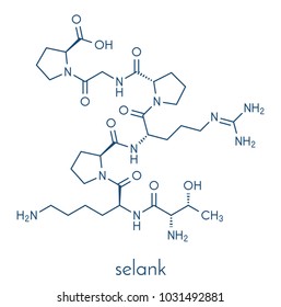 Selank nootropic and anxiolytic peptide drug molecule. Skeletal formula.