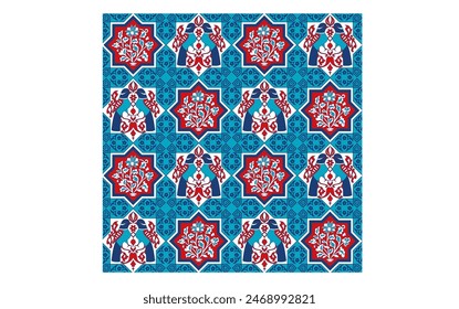 Selchuk pattern, classic turkish tiles ornaments from Konya