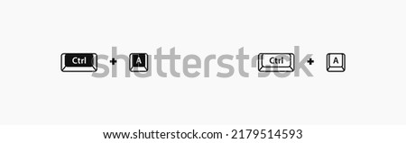 Select all items keyboard shortcut vector illustration. Crtl+A hotkeys vector