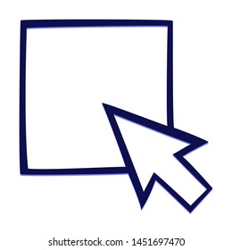 Select Arrow. Hand Drawn Icon with Blue Ballpoint Pen Style.