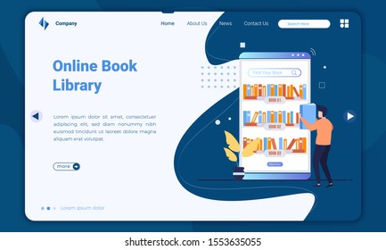 Select books in the online book library on landing page template