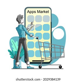 Select and buying application on app store or market