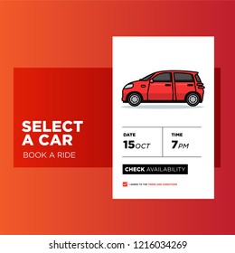 Select a Car App UX UI Design for Smart Phones with Vector Illustration