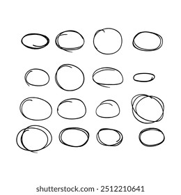 Selecionar círculo Coleção de círculos de linhas desenhadas à mão com traçado editável