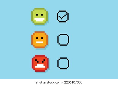 select happy on satisfaction evaluation.8-bit Pixel art.