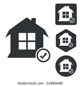 Select house icon set, monochrome, isolated on white