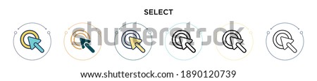 Select icon in filled, thin line, outline and stroke style. Vector illustration of two colored and black select vector icons designs can be used for mobile, ui, web