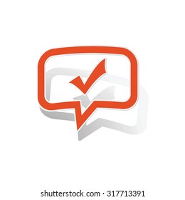 Select message sticker, orange chat bubble with image inside, on white background