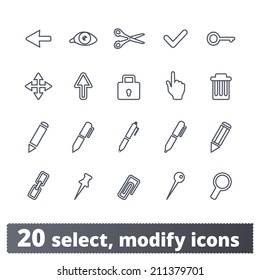 Select  modify  web icons  Vector set interface signs  Easy to edit 