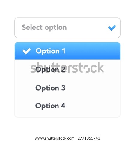 Select option dropdown list UI form component. vector illustration