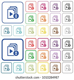Select playlist item color flat icons in rounded square frames. Thin and thick versions included.