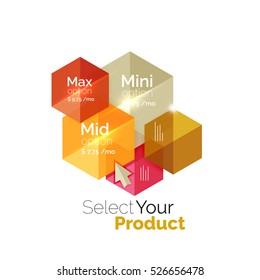 Select product template. Vector background for business brochure or flyer, presentation and web design navigation layout