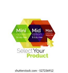 Selecione o modelo do produto. Plano de fundo vetorial para folheto ou folheto de negócios, apresentação e layout de navegação de design da Web