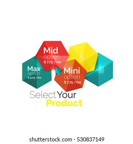 Select product template. Vector background for business brochure or flyer, presentation and web design navigation layout