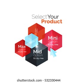 Select product template. Vector background for business brochure or flyer, presentation and web design navigation layout