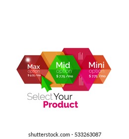 Select product template. Vector background for business brochure or flyer, presentation and web design navigation layout