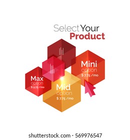 Select product template. Vector background for business brochure or flyer, presentation and web design navigation layout