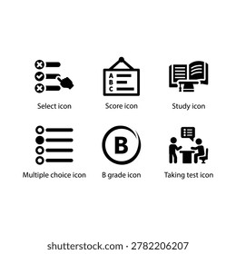 Select, Score, Study, Multiple choice, B grade, Taking test, Blue Icon Set