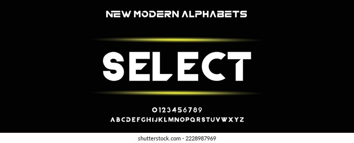 SELECT Sports minimal tech font letter set. Luxury vector typeface for company. Modern gaming fonts logo design.